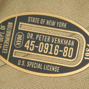 Custom GHOSTBUSTERS Exterminator&#39;s License Uniform Clip PROP - VENKMAN