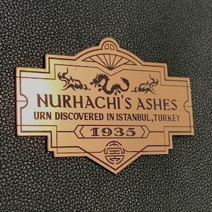 Custom NURHACHI&#39;S ASHES URN Display Placard Prop Indiana Jones Temple of Doom