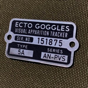 Custom GHOSTBUSTERS ECTO GOGGLES Serial Data Plate Prop