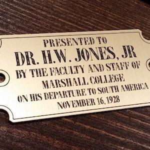 Custom Professor H.W. Jones, Jr Compass Box Presentation Plate INDIANA JONES