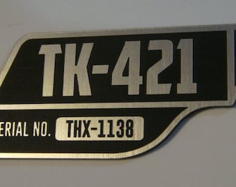 Custom STORMTROOPER TK-421 ID Number Plate Star Wars Imperial Clone Trooper