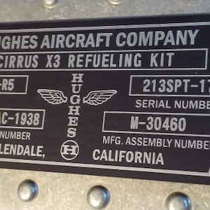 Custom ROCKETEER ROCKETPACK REFUELING Kit Serial Data Plate Jet Pack Rocket Pack