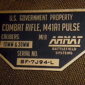 ALIENS M41A1 Pulse Rifle Serial Data Plate Prop