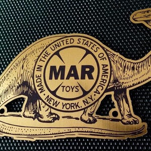 Custom MARX PREHISTORIC DINOSAUR Playset Logo Display Placard Brontosaurus