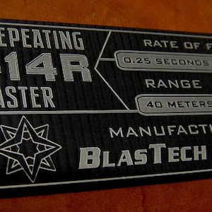 Custom SE-14R Light Repeating Blaster Data Plate Prop STAR WARS Stormtrooper