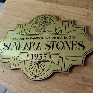 Custom SANKARA STONES Display PLACARD Prop Indiana Jones Raiders Temple of Doom Last Crusade