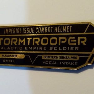 Custom STORMTROOPER HELMET Specifications Data Plate Prop Star Wars Imperial