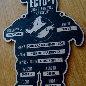 Custom GHOSTBUSTERS ECTO-1 Specifications Serial Data Plate