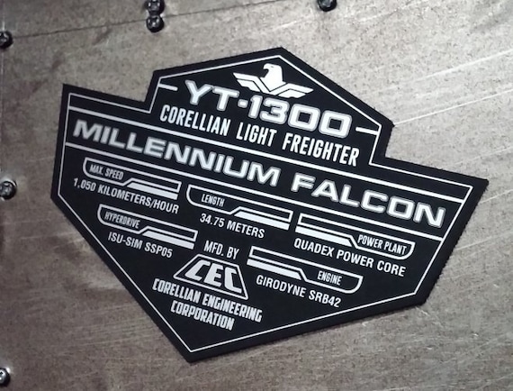 Custom MILLENNIUM FALCON Specifications Data Plate Star Wars Han