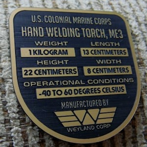 ALIENS ME3 HAND WELDER Data Plate Prop