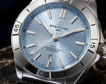45mm Automatic Pilots Watch Ice Blue Dial, Polished Stainless Silver Case, Fast USA Shipping