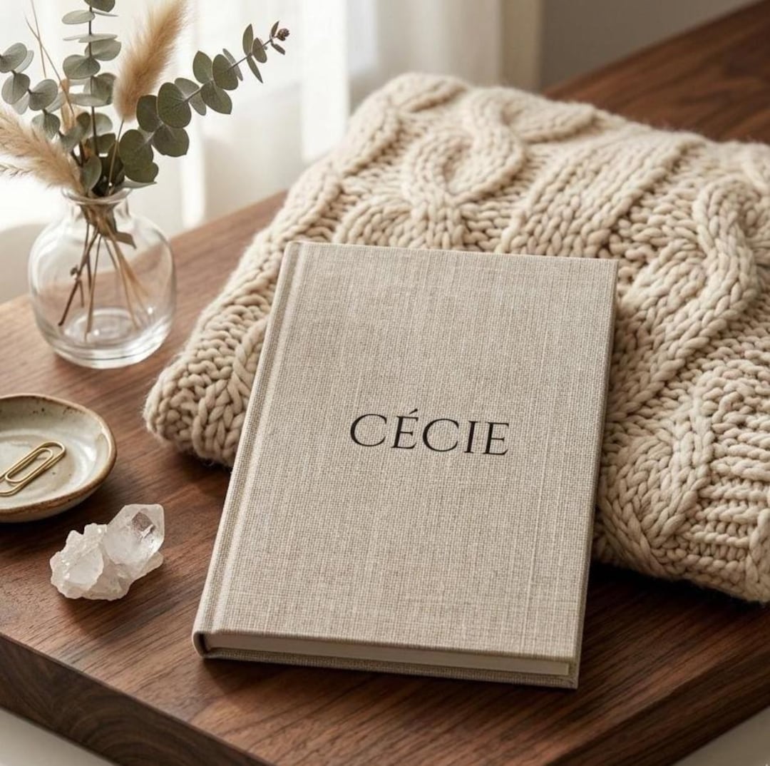 Custom Notebook With Name, Personalized Linen Journal, Minimal ...