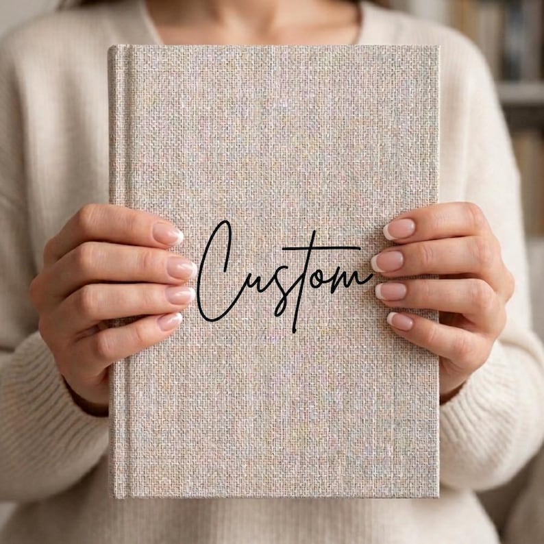 Custom Notebook With Name, Personalized Linen Journal, Minimal ...