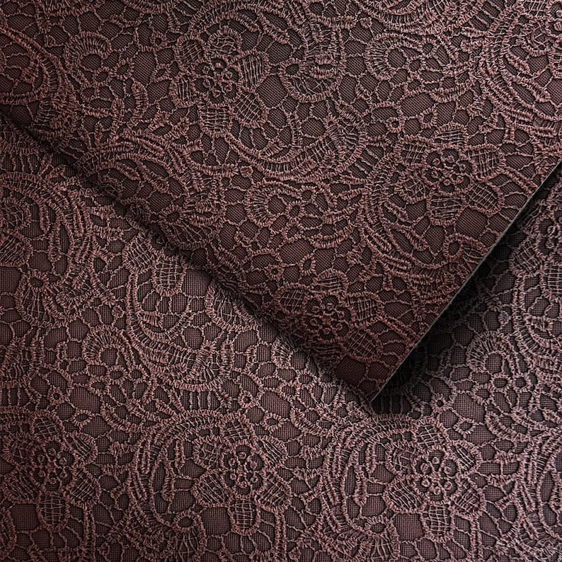 Embossed Lace Faux Leather Sheet, 3D Floral Leatherette With Felt ...