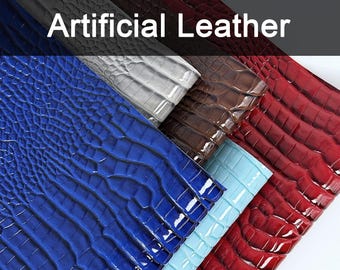 Glossy Crocodile Faux Leather Sheet 1.0mm, Crocodile Pattern Leather Fabric for Bags Wallets DIY Crafts, Multiple Colors