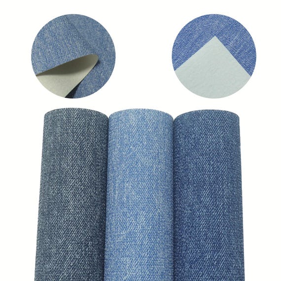 Denim Look Faux Leather Sheet 30x135cm (11.81x53.14in) PU Leatherette Fabric Backing for DIY Crafts Free Shipping