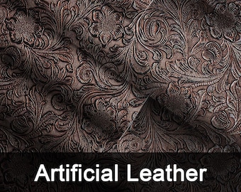 Rare 2.0mm Thick Embossed Floral Faux Leather Sheet 30x60cm (11.8x23.6in) Heavy Duty PU Leatherette for Bags Wallets Covers