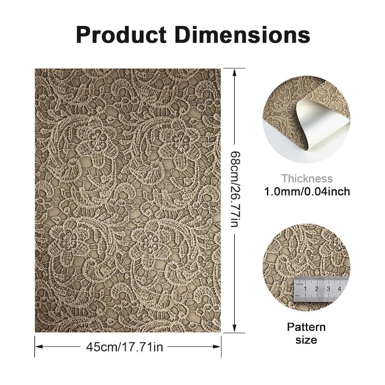 Embossed Lace Faux Leather Sheet, 3D Floral Leatherette With Felt ...