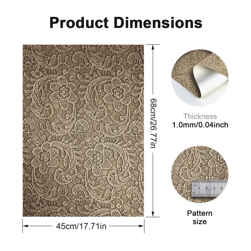 Embossed Lace Faux Leather Sheet, 3D Floral Leatherette With Felt ...