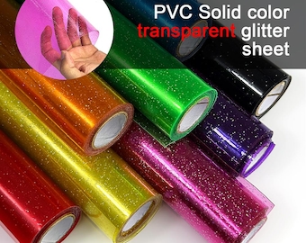 Clear Glitter PVC Vinyl Sheet, Transparent Color Vinyl for DIY Crafts, Planner Cover, Phone Case, Bag Making, 30x120cm (11.81x47.24in)