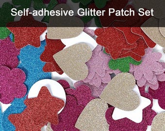 48 delar glitterklistermärkesset, självhäftande vinylklistermärken, blandade former för korttillverkning, scrapbooking, DIY-dekor
