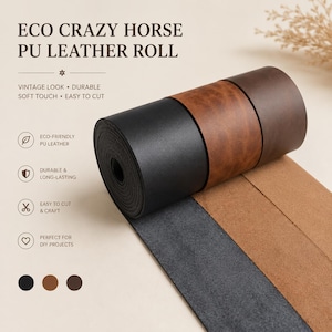 Rollo de correa polipiel estilo crazy horse 79 pulgadas varias anchuras 2.7mm grueso correa bolso correa cinturon DIY