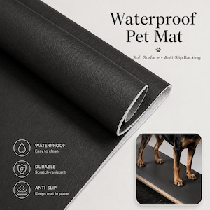 Waterproof Pet Mat 19.68x15.75in, Non Slip Scratch Resistant Faux Leather Pad, Washable Dog Crate Mat, Sofa Protector