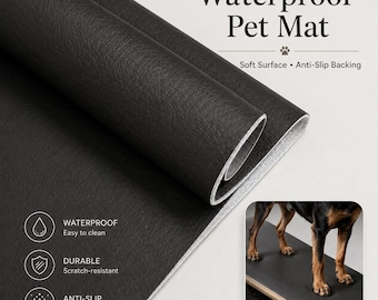 Waterproof Pet Mat 19.68x15.75in, Non Slip Scratch Resistant Faux Leather Pad, Washable Dog Crate Mat, Sofa Protector