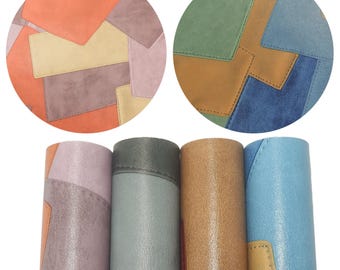 Wielokolorowa skórzana prześcieradło patchworkowe 30 x 68 cm 12 x 27 cali - wzór ze sztucznej skóry, łączenie wzorów, rękodzieło, szycie