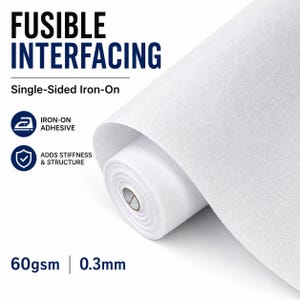 Bügeleinlage, einseitiges Bügelbild, 60g/m² steife Einlage für Kragen, Taschen & Nähen, 0,3mm