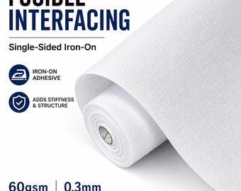 Smältbart mellanläggstyg, enkelsidigt strykbart mellanlägg, 60 g/m² styvt mellanlägg för krage, väskor och sömnad, 0,3 mm