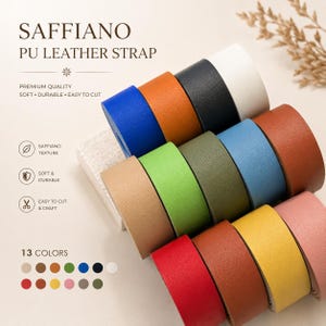 Saffiano PU Leather Strap Roll 0.98in x 78in for DIY Crafts Belts Bag Straps Handmade Supplies