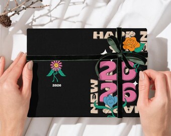 Floral New Year Thank You Card | Printable Note | Editable Canva Template