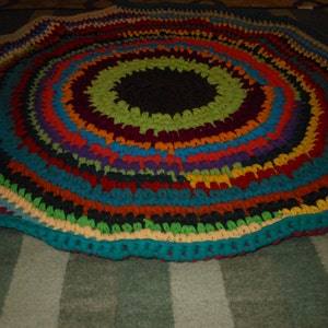 Bright Multi Colored Round Crochet Rag Rug - Etsy
