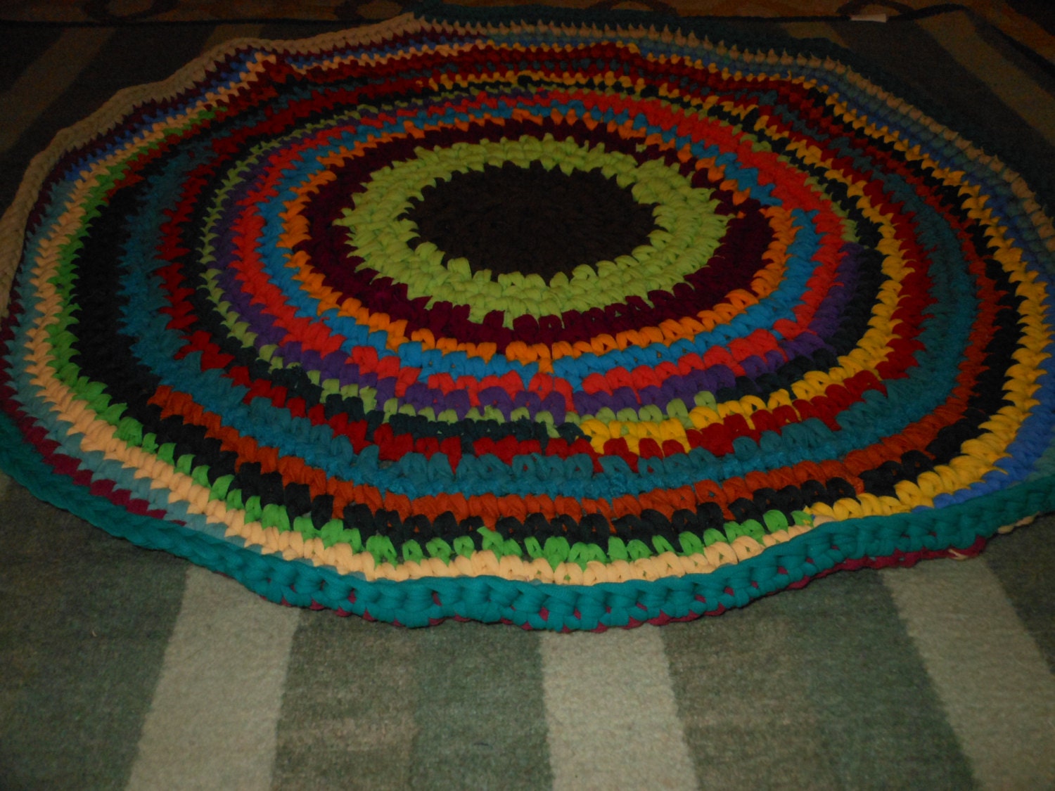Bright Multi Colored Round Crochet Rag Rug Etsy