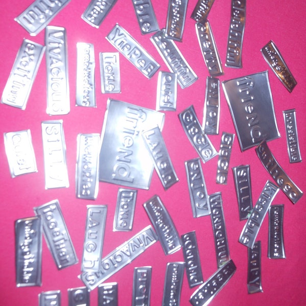 Recycled Metal Words Aluminum Can Words for Scrapbooking, Art, Decoration, Embellishment