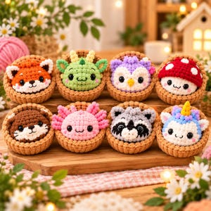 Whimsy Dumpling No Sew Amigurumi Animals Crochet Pattern | Squishy Bao Bun Animal Keychain PDF | 8 Cute Animal Amigurumi PDF