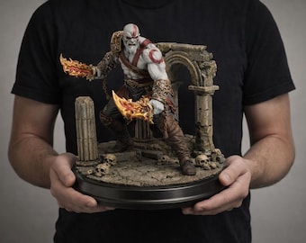 Spartan War God Statue STL, Mythic Warrior Figure Digital Download