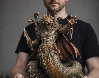 Serpent Warlord Miniature STL: Anathema, Dark Snake Commander