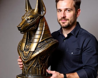Cyber Anubis STL File Futuristic Egyptian God Statue 3D Printable Sci Fi Mythology Figure Digital Download for Collectors Painters Display