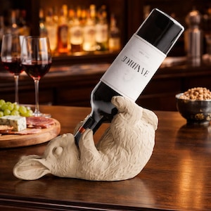 Bunny Wine Bottle Holder STL ZIP 3D Printable Easter Table Decor Cute Bunny Wine Stand Digital Download