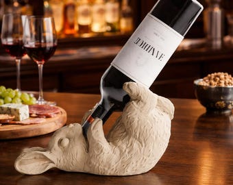 Bunny Wine Bottle Holder STL ZIP 3D Printable Easter Table Decor Cute Bunny Wine Stand Digital Download