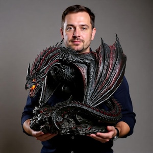 Drogon The Black Dread STL File, Game of Thrones Dragon 3D Print, Fantasy Dragon Model, Dragon Statue, Printable STL File
