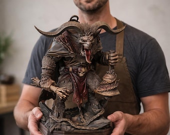 Custom 3D Krampus Figurine | Dark Folklore Winter Demon