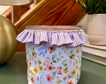 Ruffle Coffee Cozy for Weck Jar 0.5L; Reusable Cup Sleeve