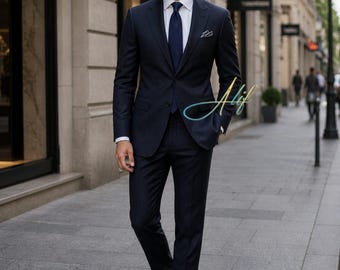 Marineblauer Herrenanzug | Slim Fit Klassisches formelles Outfit