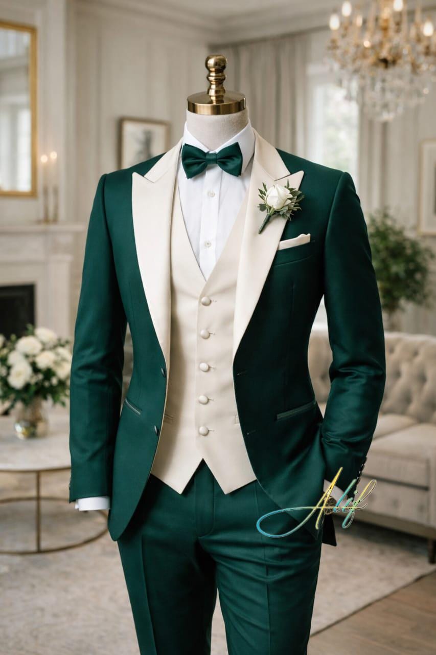 sachin and babi light blue dress Emerald Green 6 Piece Tuxedo main image 1
