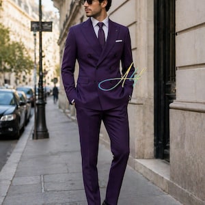 Men’s Plum Purple Double-Breasted Suit | Custom Tailored Formal Wear
