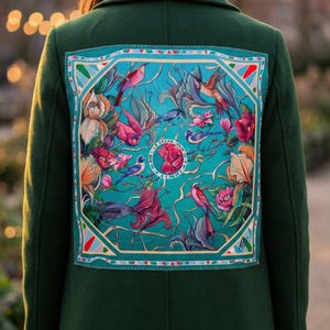 Birds in Bloom Digital Design PNG, Floral Bird Illustration for Scarf, Tote Bag, Shirt, Wall Art, Textile Print