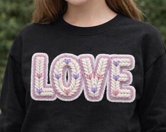 Faux Embroidery Love PNG, Valentine's Day Sublimation (Digital Download)